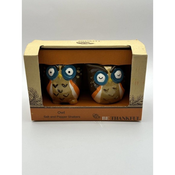 kmart Dining Kmart Be Thankful Owl Salt And Pepper Shakers Nib Lg